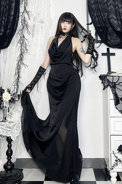 Cowl Neck Halter Gothic Dress