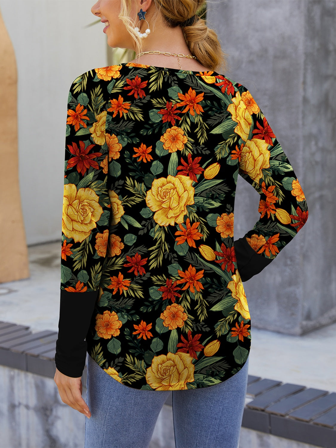 Hermione | Printed long-sleeved crew neck t-shirt
