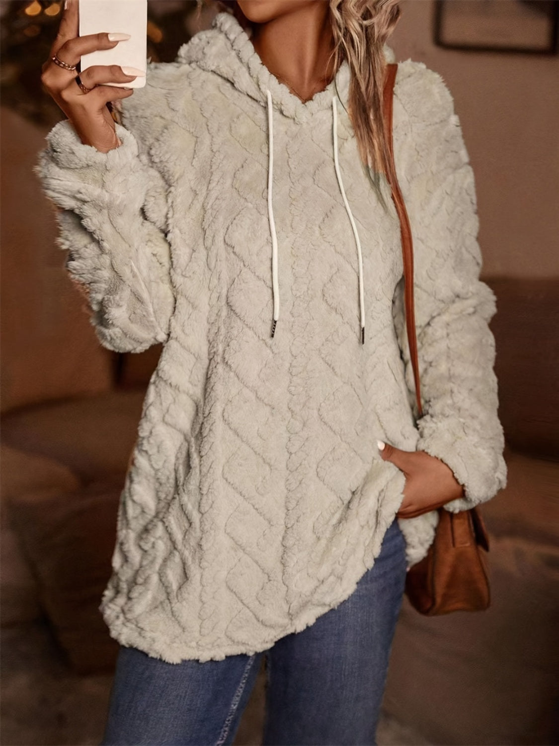 Carmen | Long sleeve plush drawstring hoodie
