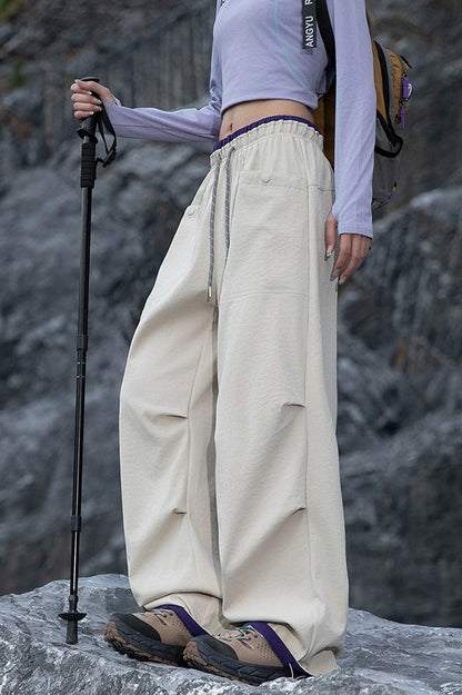 Colorful Quick Dry Cargo Wide Leg Cuffed Pants