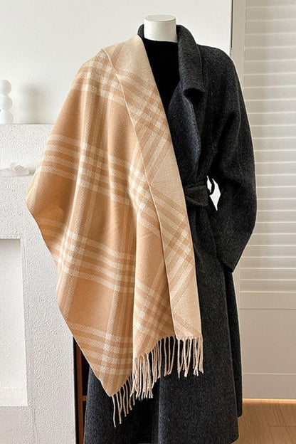 Double-Sided Plaid Festive Faux Cashmere Warm Scarf