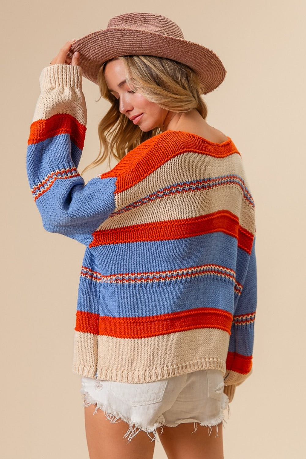 Charlotte | Multicolored striped scoop neck sweater