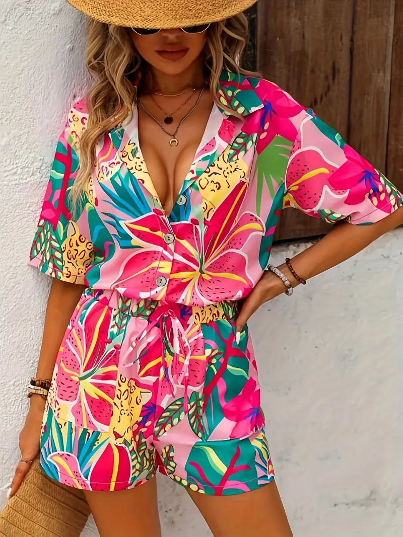 Esterina® | Shorts And Blouse With Tropical Print