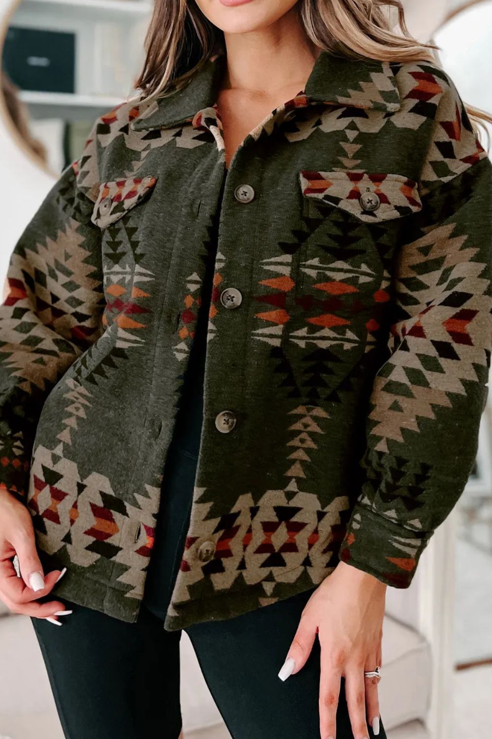 Agnieszka | Jacket with geometric collar and pockets