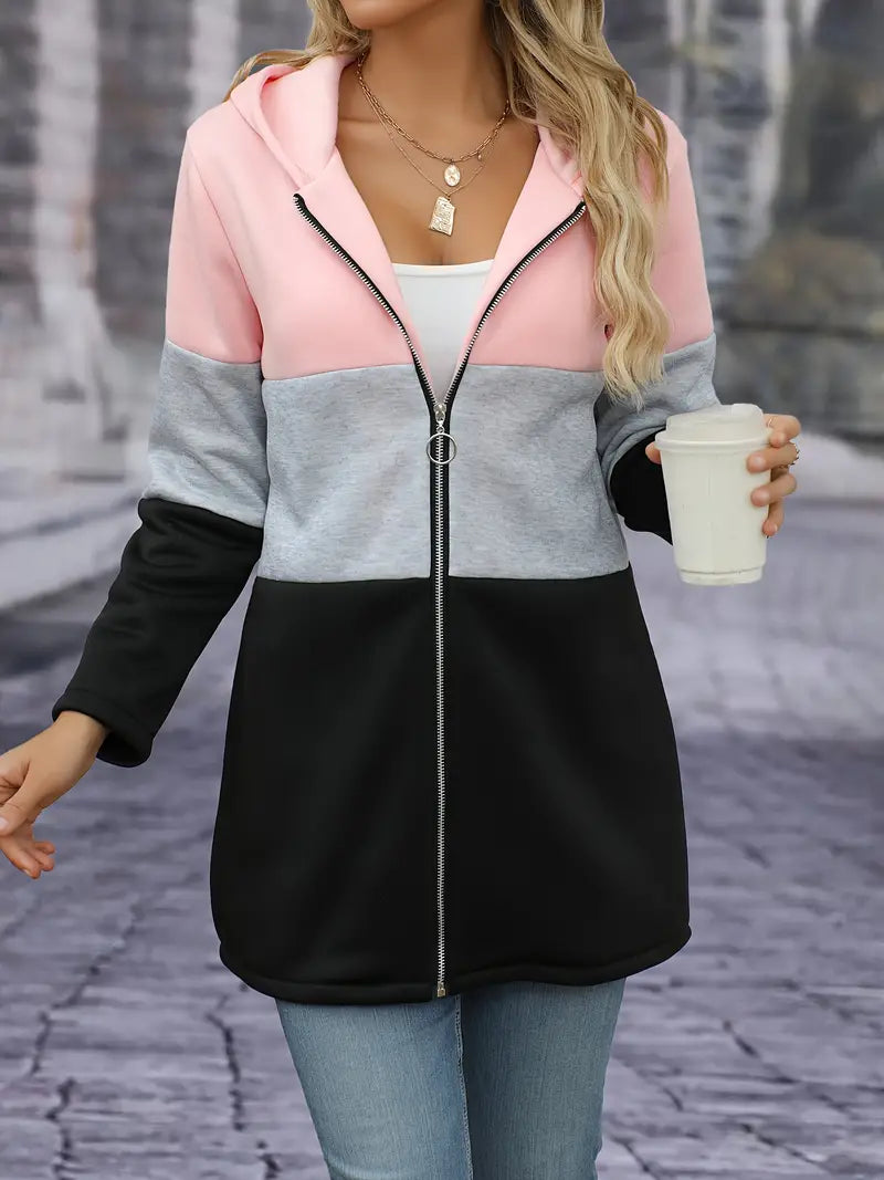 Marcela | Elegant three-color hooded jacket