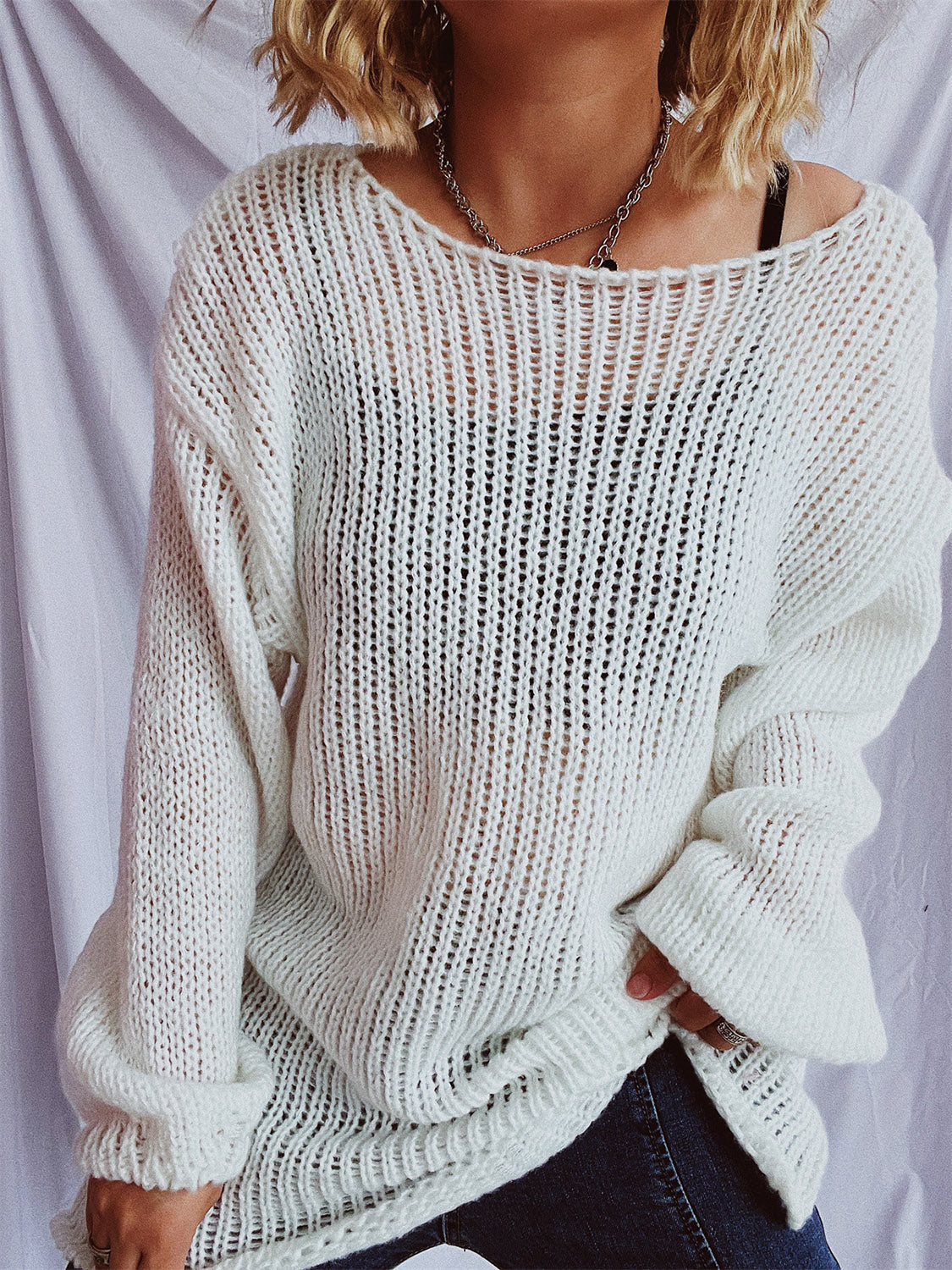 Bernadette | Sweater with a boat neckline and dropped shoulders