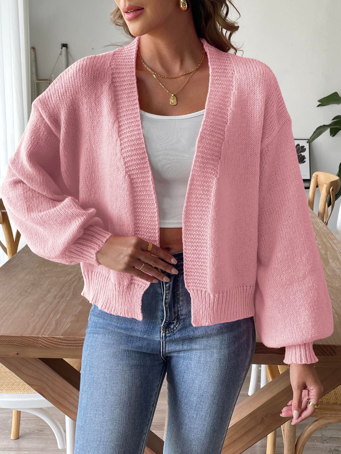 Geraldine | Long sleeve open front cardigan