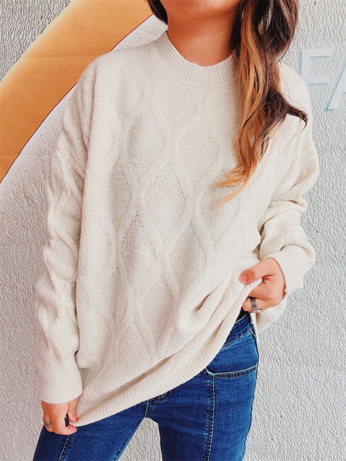 Laura | Diamond sweater with a crew neck and long sleeves