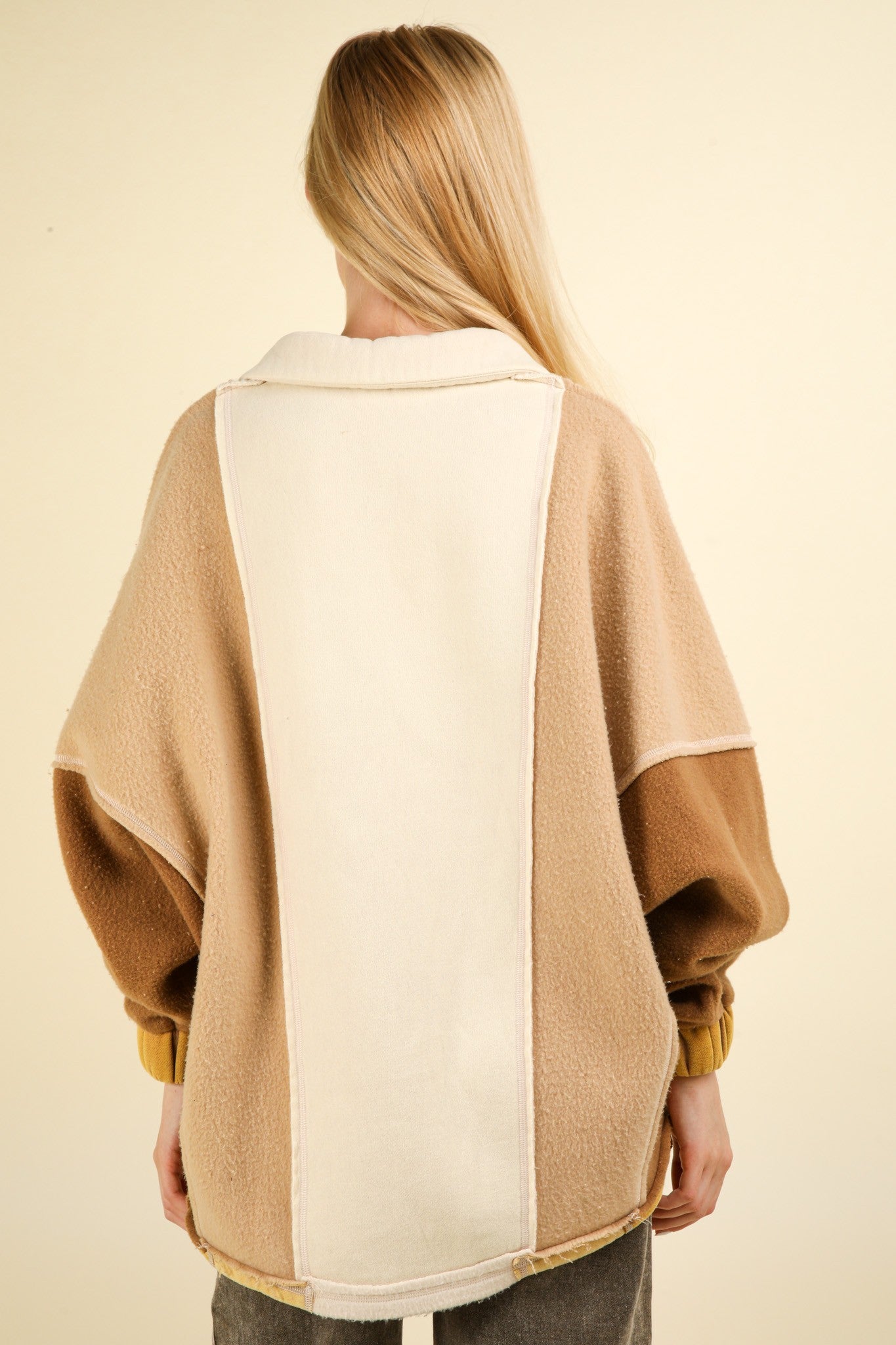 Verónica | VERY J Color Block Johnny Collar Frenchy Terry Sweatshirt