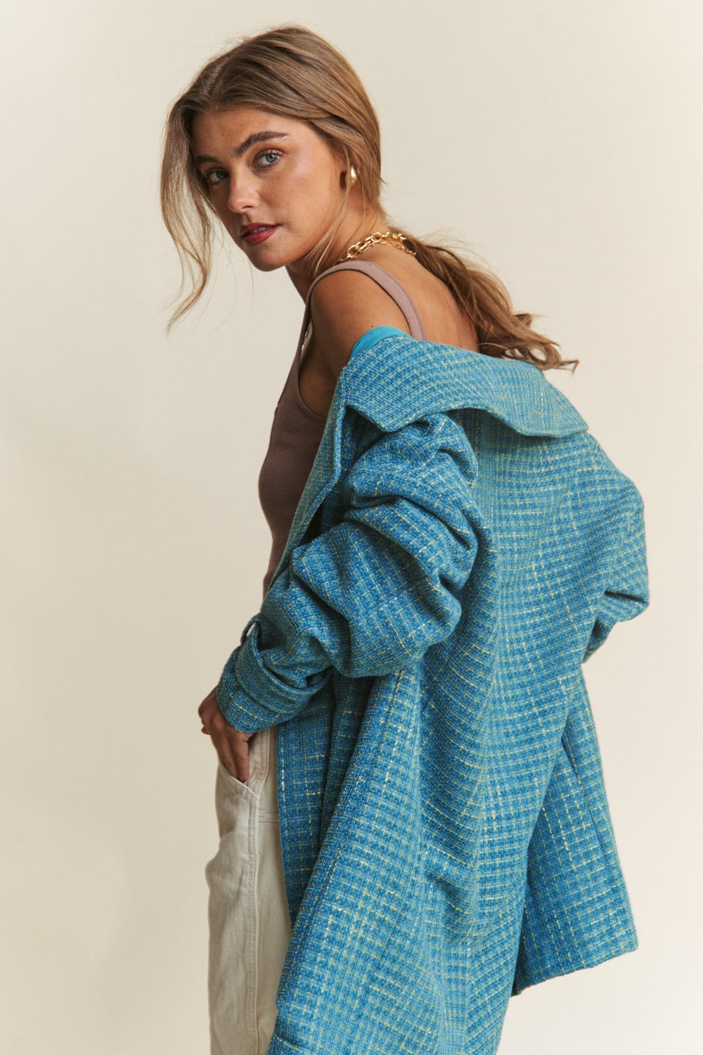 Gabriele | Double-breasted tweed coat with long sleeves