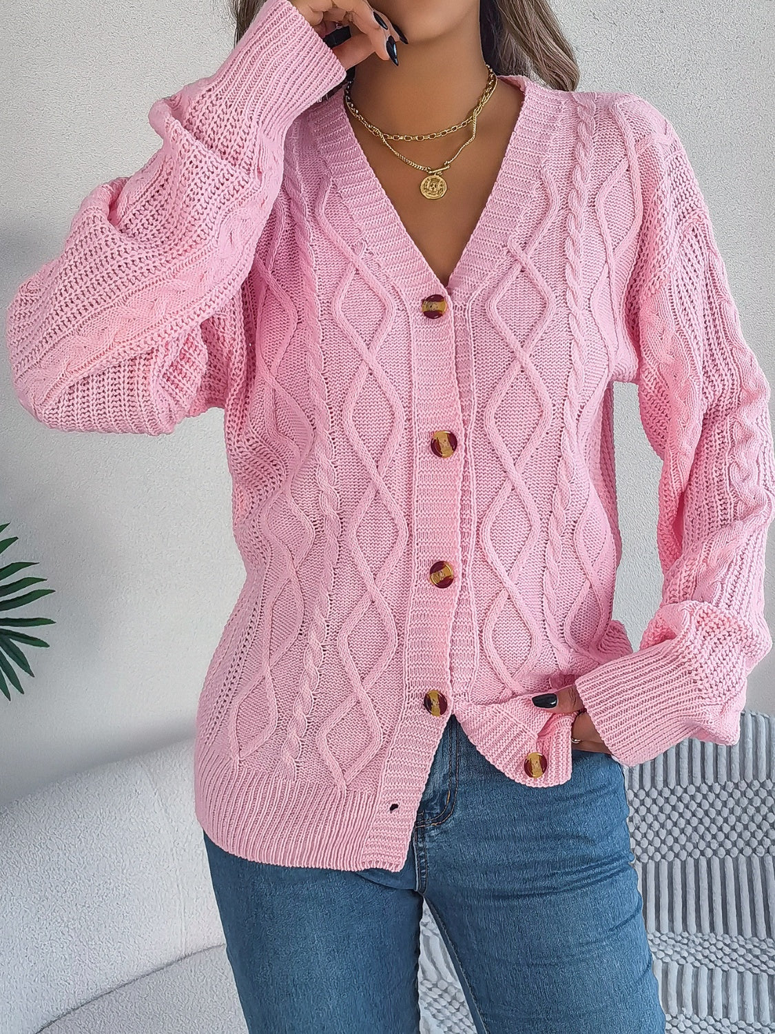 Stefanie | Cable knit cardigan with long sleeves