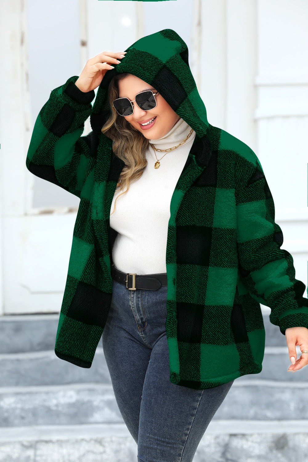 Isadora | Oversized checked hoodie with buttons