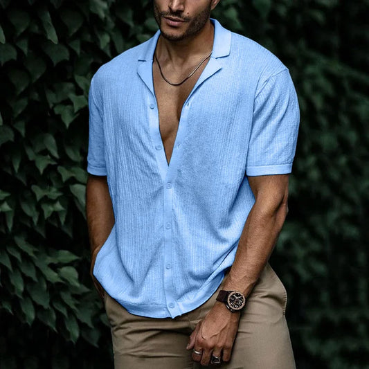 David | Men Casual Short Sleeve Button Shirt