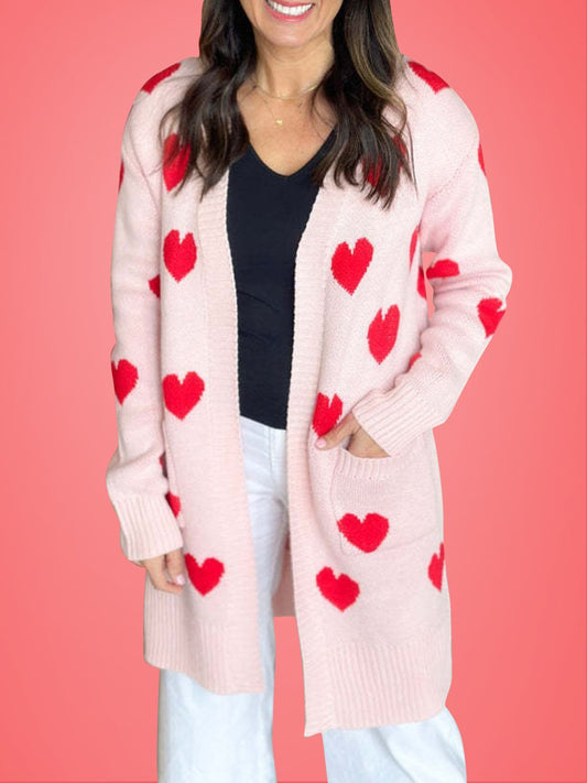 Nuria | Heart-shaped, long-sleeved cardigan with an open front