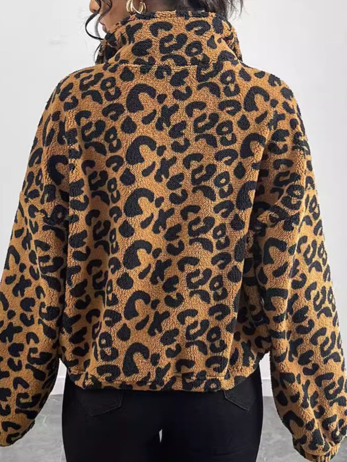 Waleska | Leopard print long sleeve jacket with zip fastening