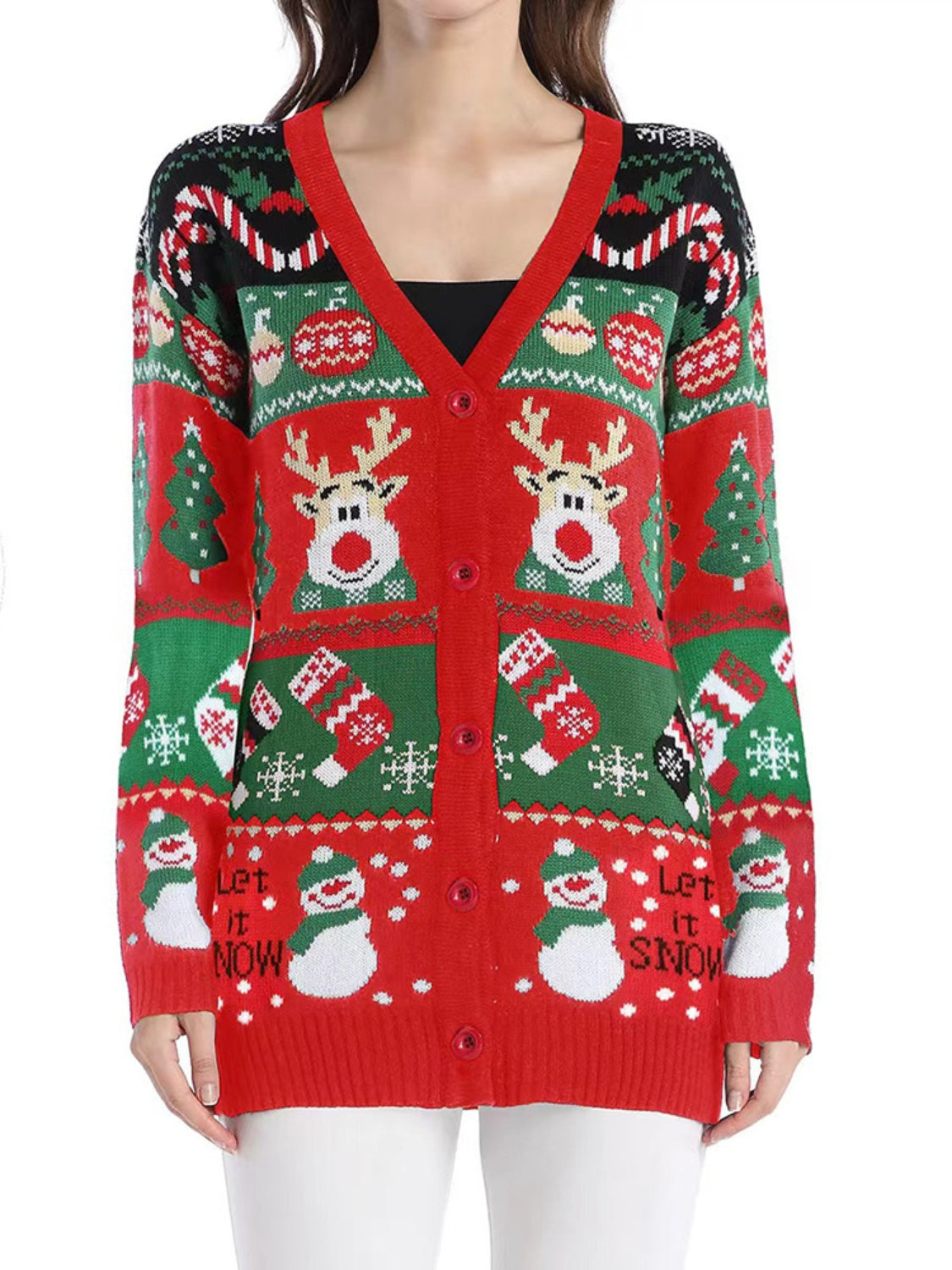 Claudette | Long-sleeved cardigan with reindeer buttons