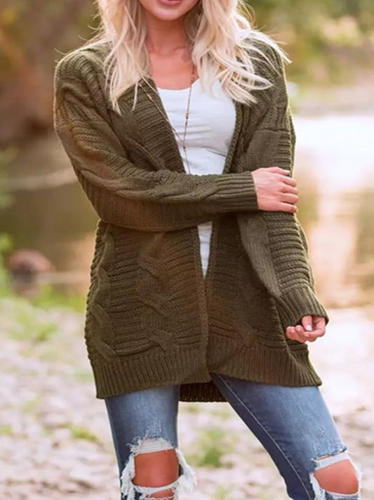Aneta | Cable knit cardigan with open front and long sleeves