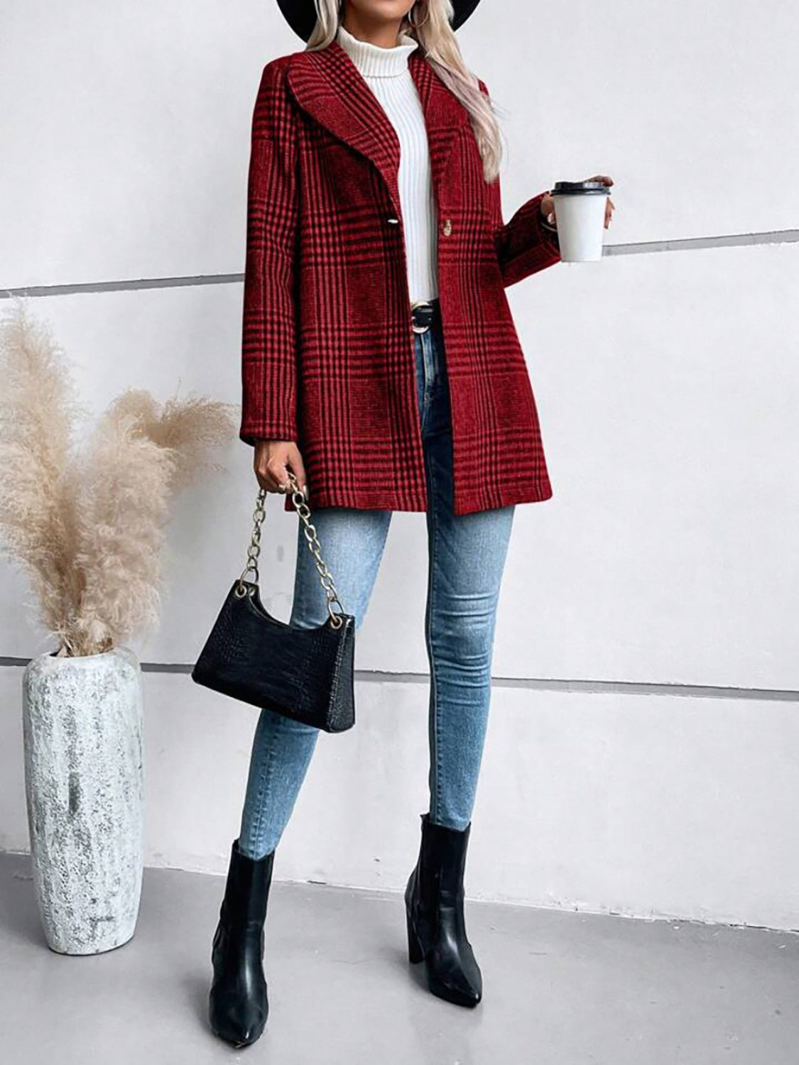 Esther | Checked, long-sleeved jacket with a collar