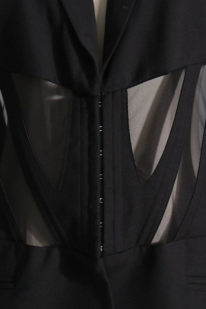 Stylish V-neck Sexy Sheer Mesh Blazer