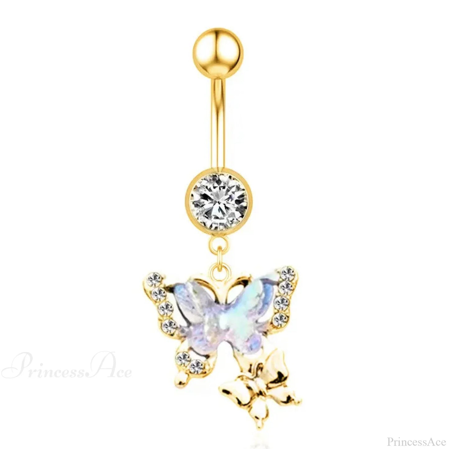 AB Butterfly Lunar Pink Gothic Belly Ring