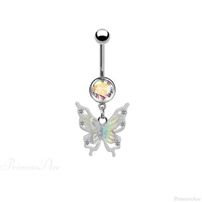 AB Butterfly Lunar Pink Gothic Belly Ring