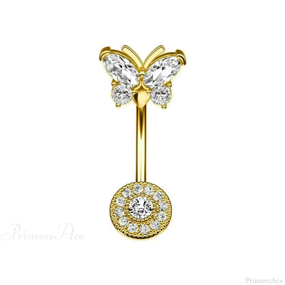 AB Butterfly Lunar Pink Gothic Belly Ring