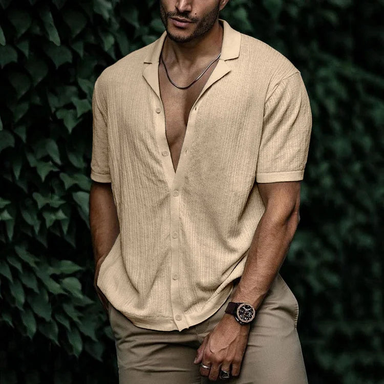 David | Men Casual Short Sleeve Button Shirt