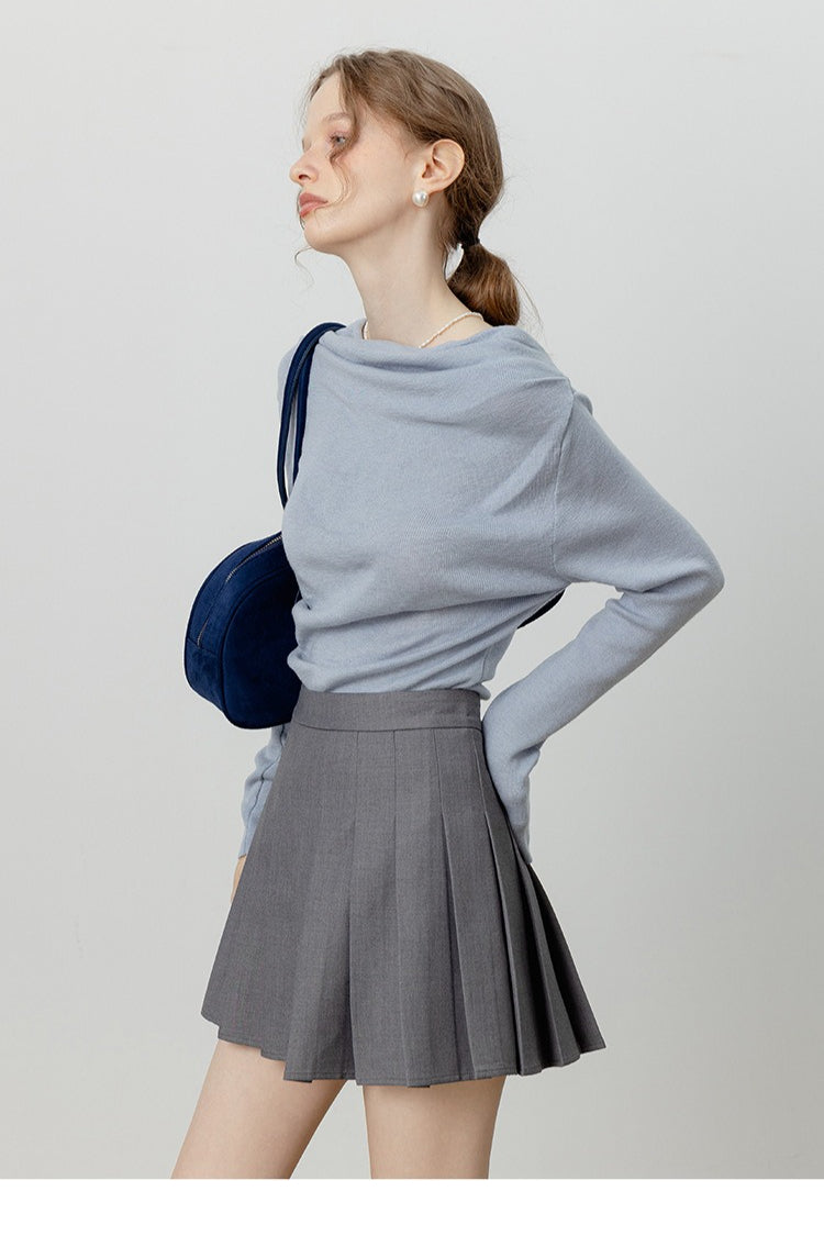 Elegant Slit Neck Tied Waist Knit Top