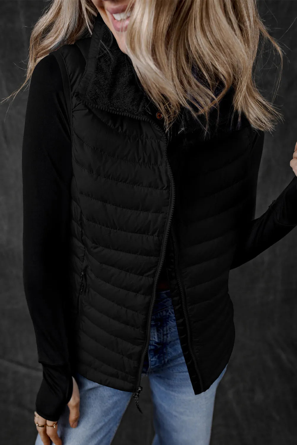 Silvia | Vest coat with zip and pockets