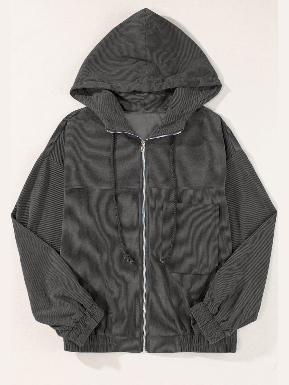 Edith | Long sleeve hooded jacket with drawstring and zip fastening