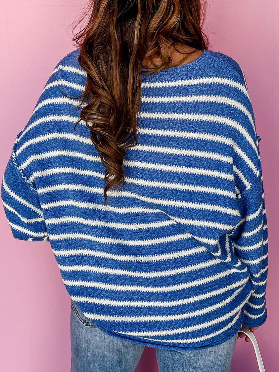 Avelina | Oversized striped crew neck sweater with dropped shoulders