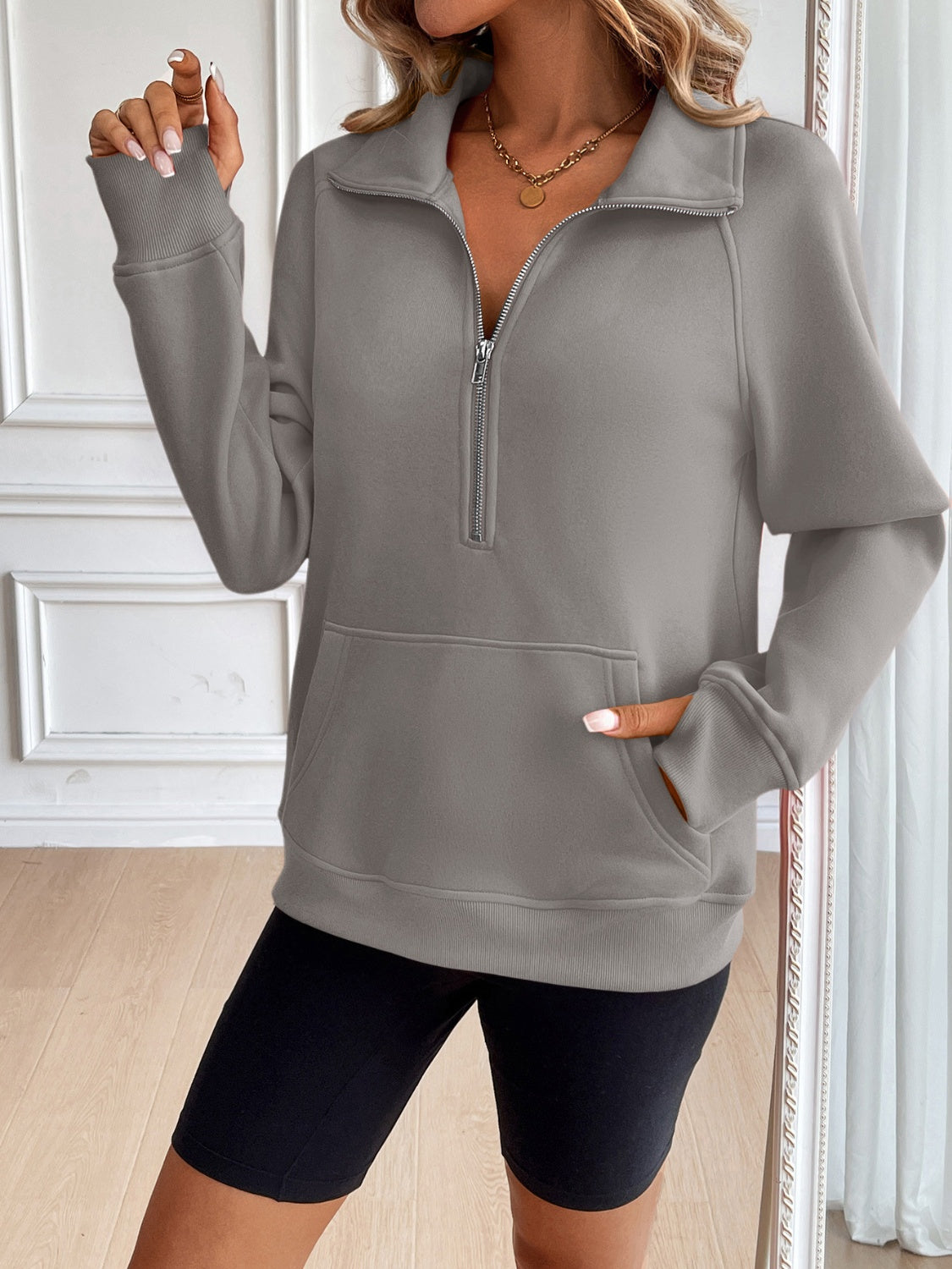 Nina | Ivy Lane half zip sweatshirt with raglan sleeves
