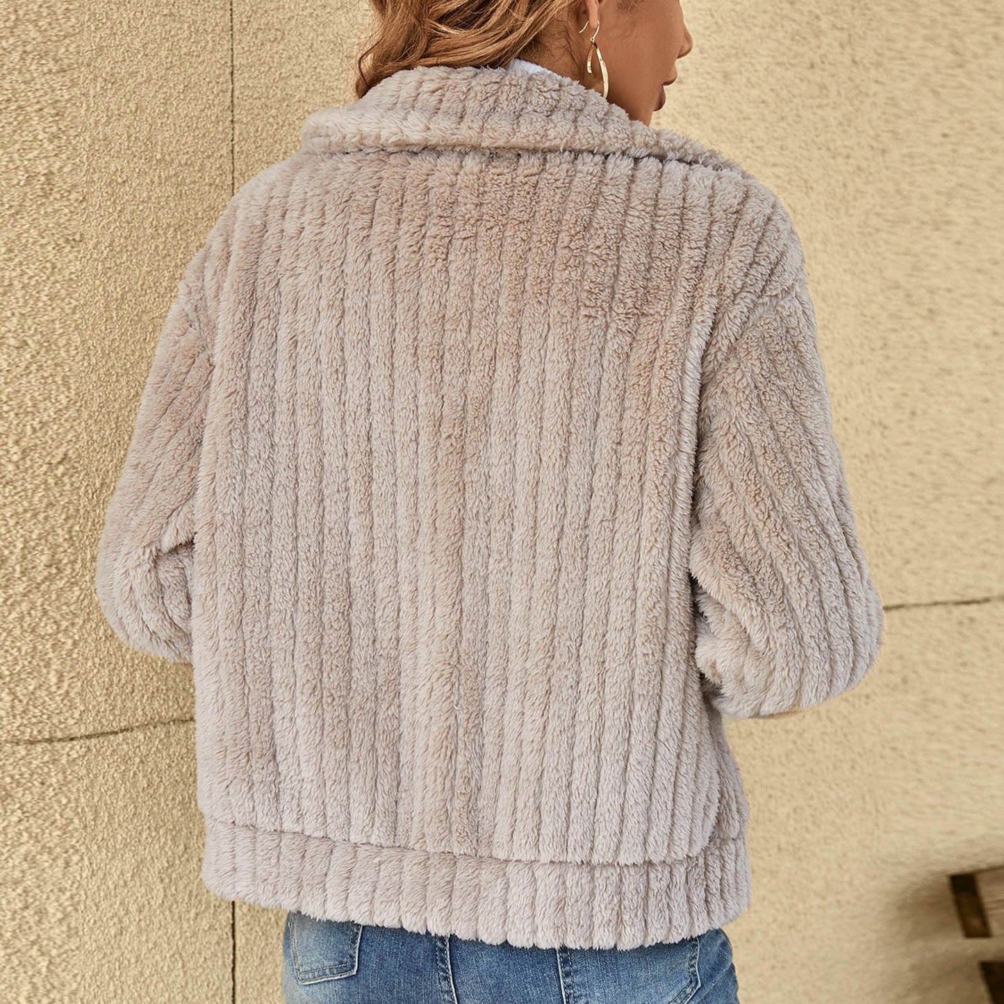 Verónica | Short and warm teddy jacket with zip