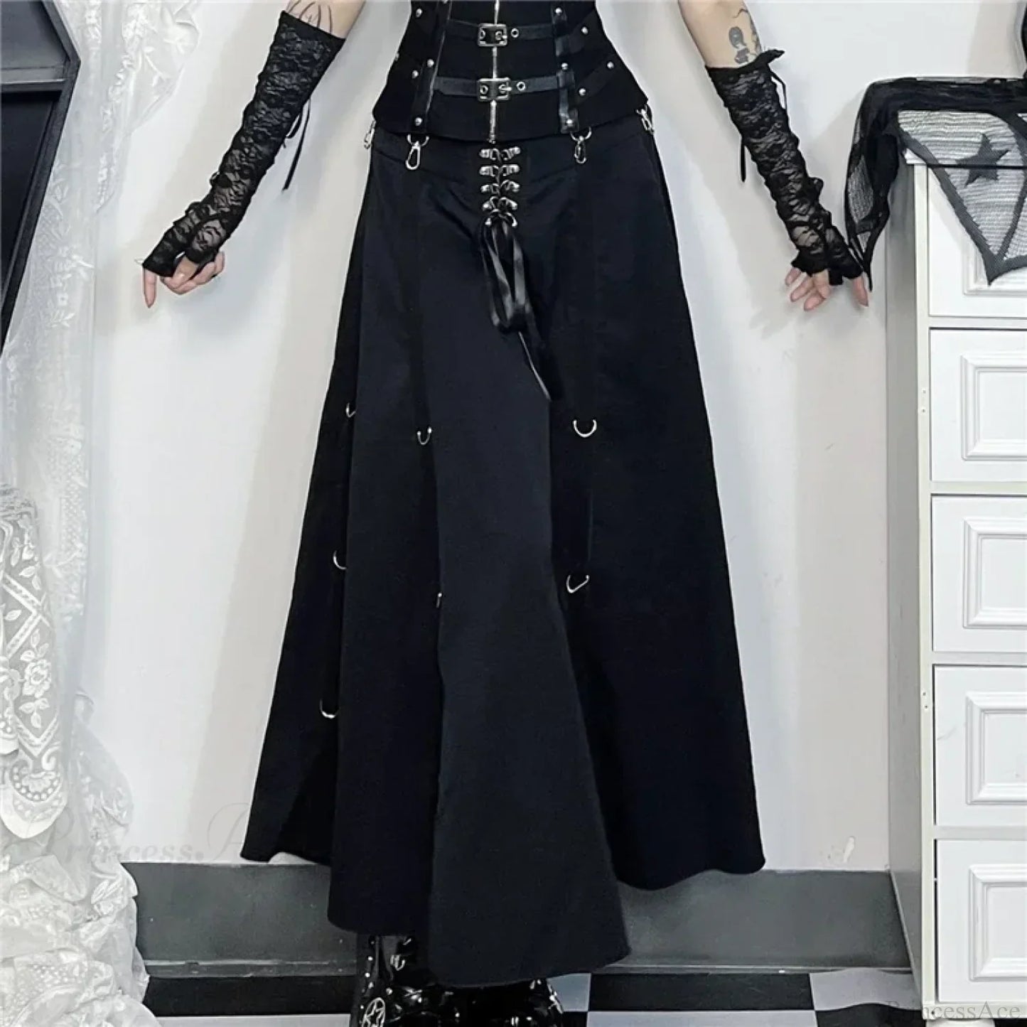 Acubi Black Swing A-line Skirt
