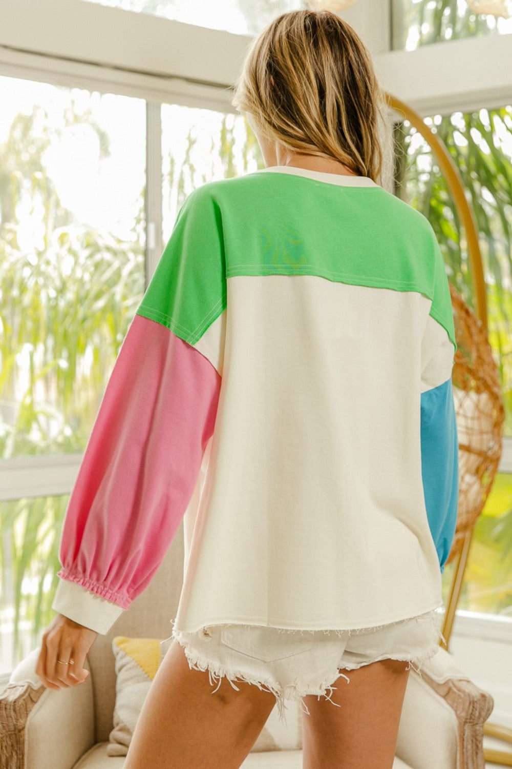 Alida | Long sleeve top with color block patches