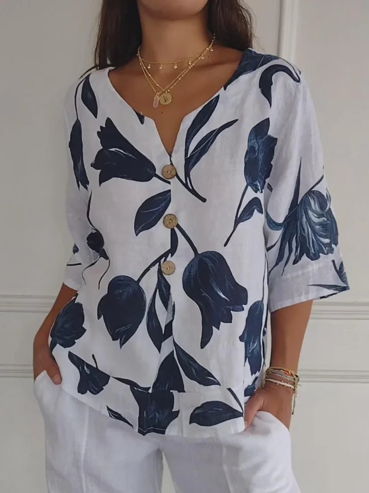 Paola® | Long Sleeve Blouse With Flowers