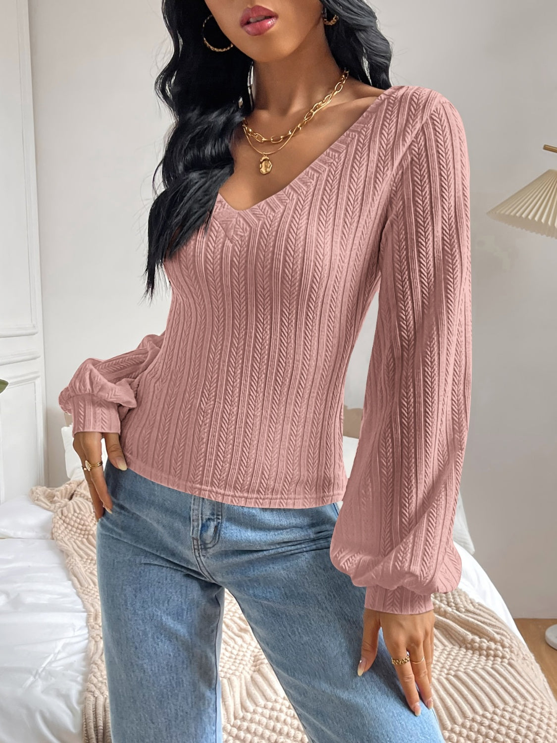 Celia | Long sleeve V-neck t-shirt