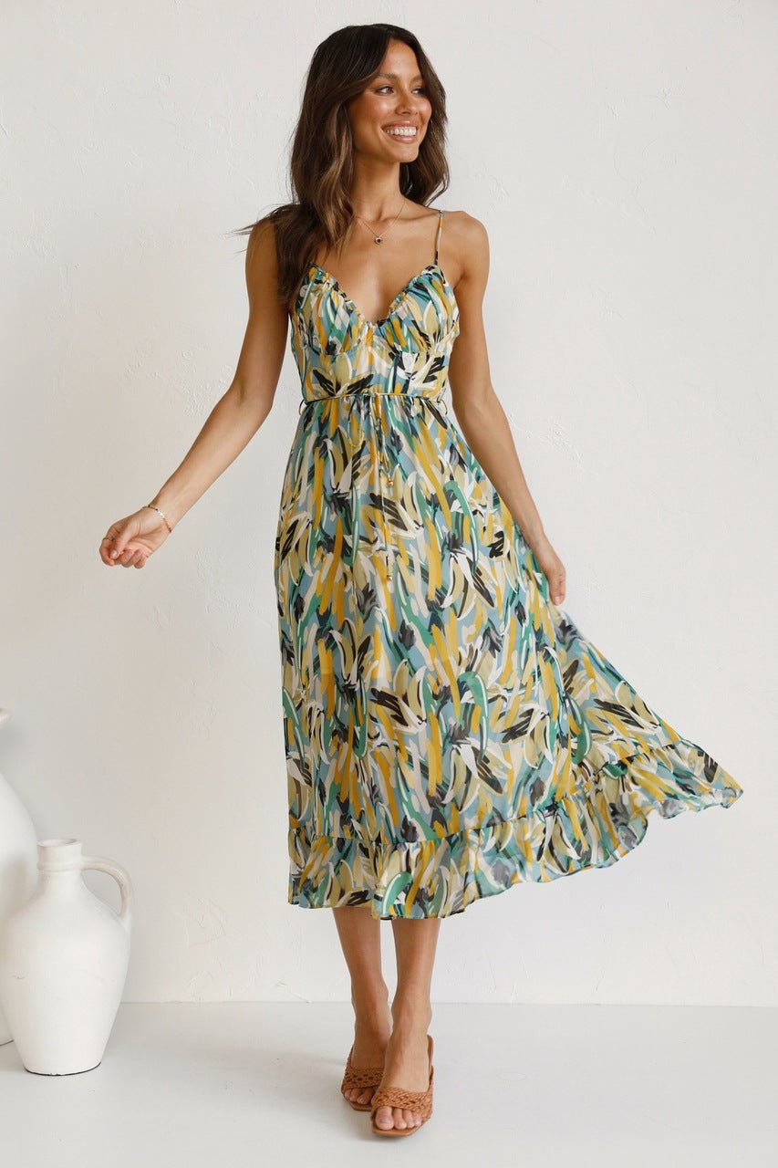 Fabiola® | Printed Midi Summer Dress With Ruffle Trim