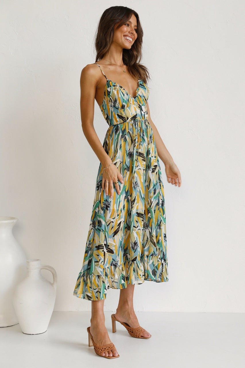 Fabiola® | Printed Midi Summer Dress With Ruffle Trim