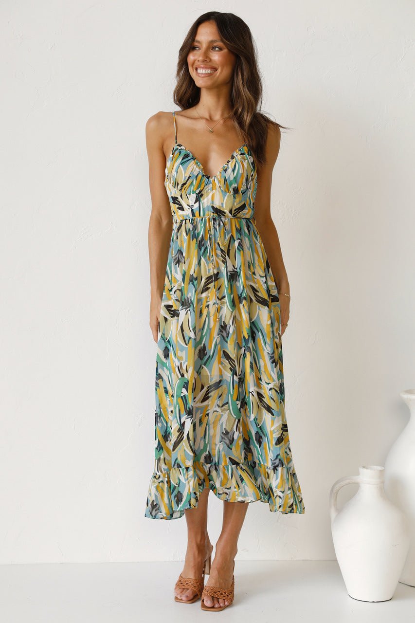 Fabiola® | Printed Midi Summer Dress With Ruffle Trim