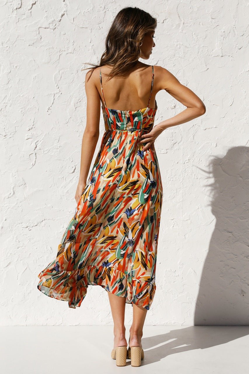 Fabiola® | Printed Midi Summer Dress With Ruffle Trim