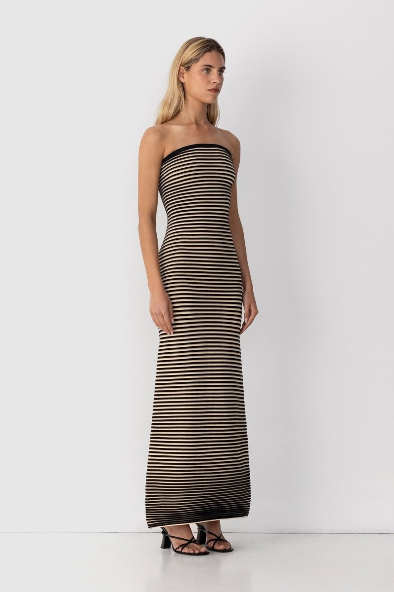 Valeria® | Sleeveless Maxi Dress In Striped Knit