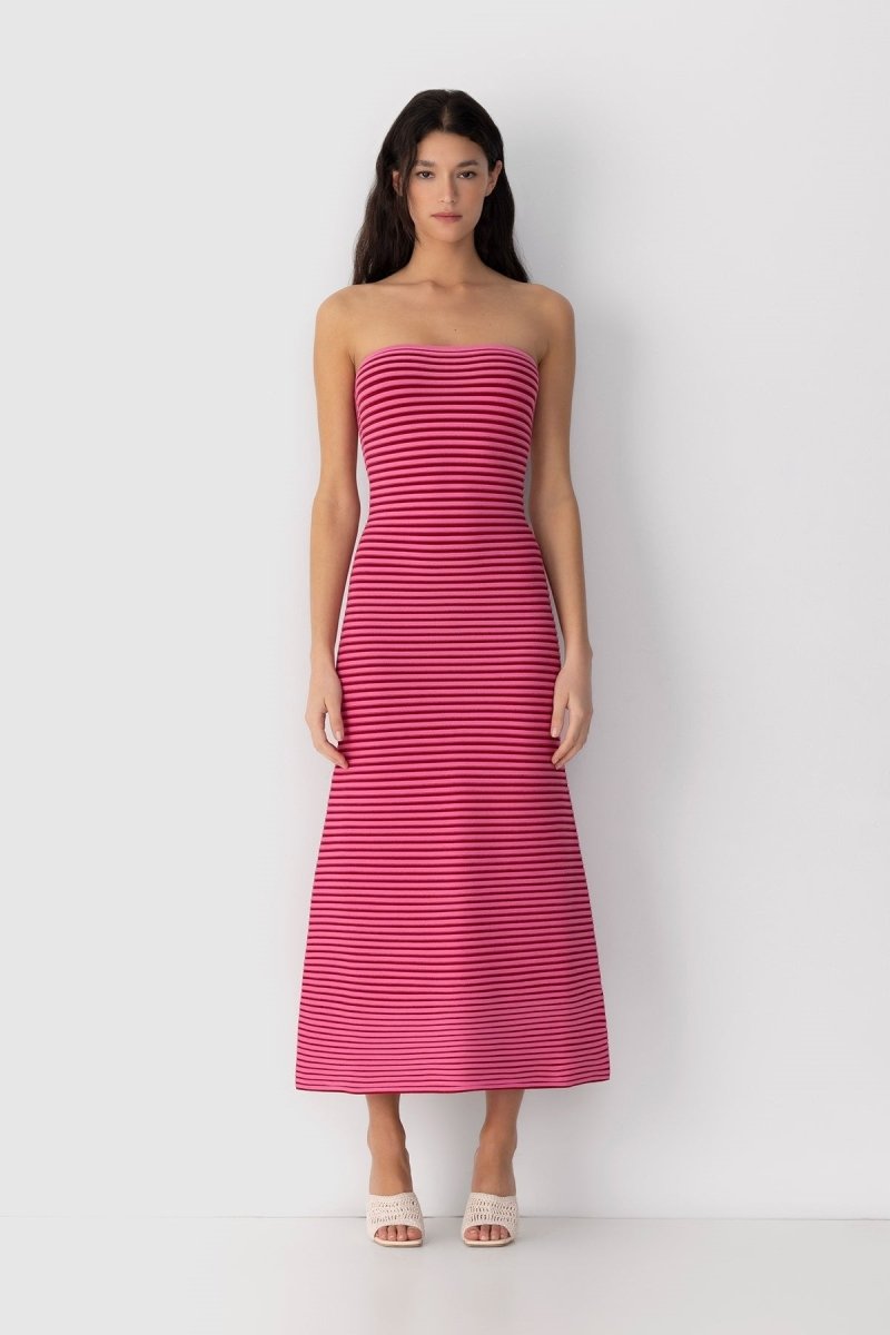Valeria® | Sleeveless Maxi Dress In Striped Knit