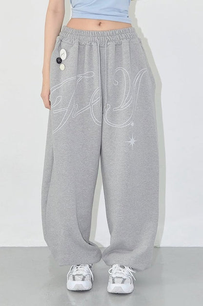 Vintage Hip-hop Letter Wing Casual Pants