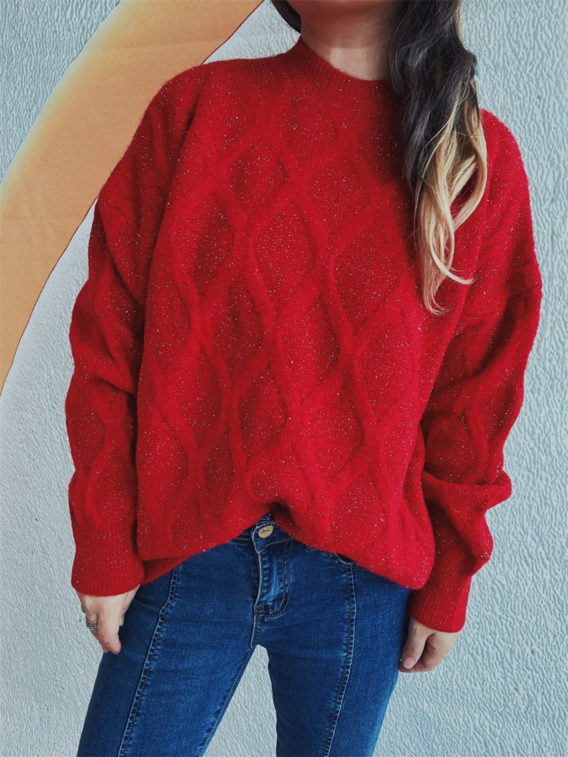 Laura | Diamond sweater with a crew neck and long sleeves