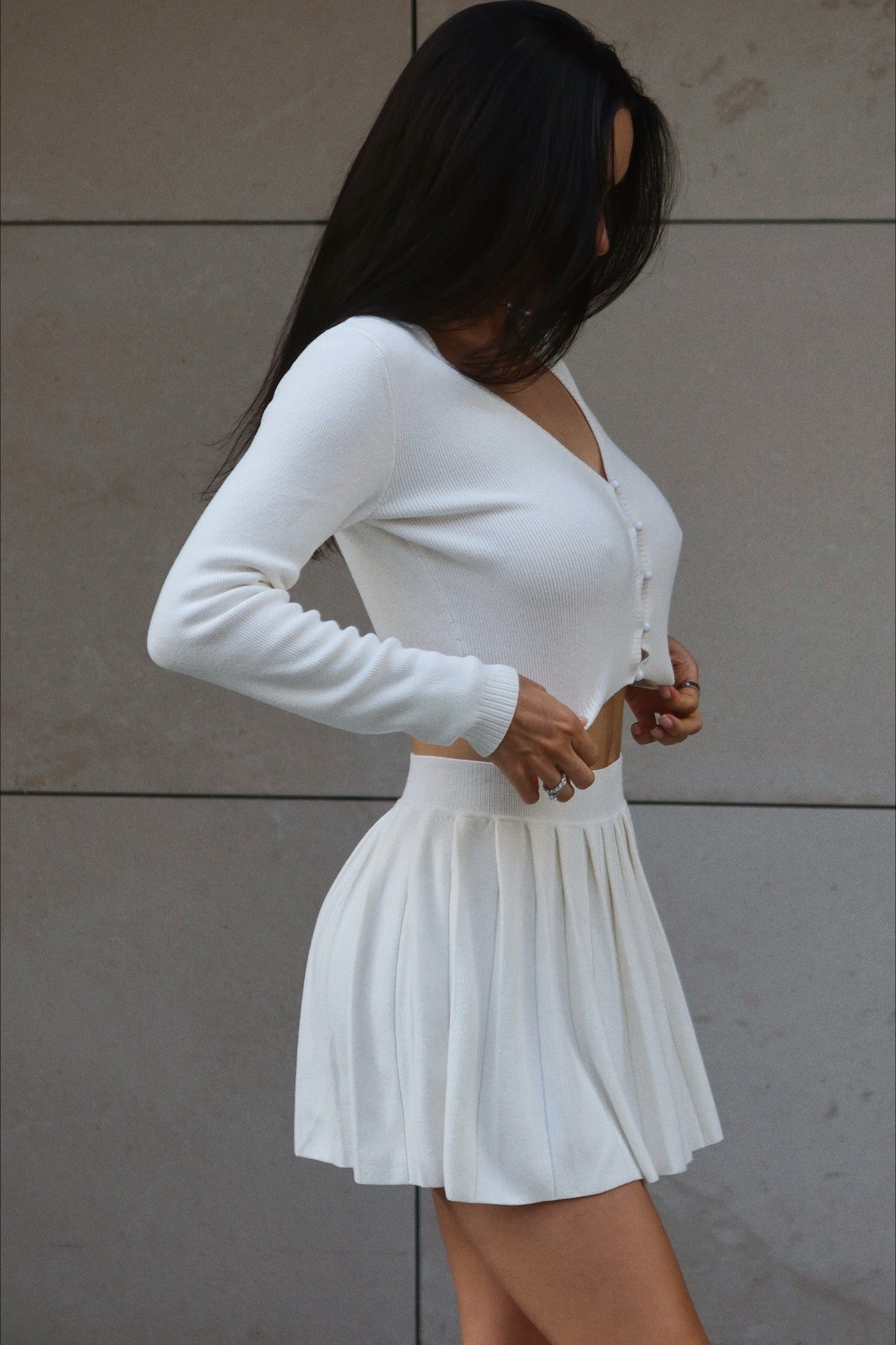 Sexy Knit Crop Top Two Piece Skirt Set