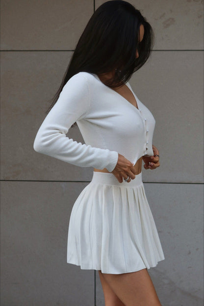 Sexy Knit Crop Top Two Piece Skirt Set