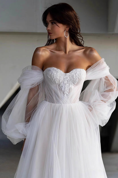 Elegant Forest Long Sleeve Train Wedding Dress