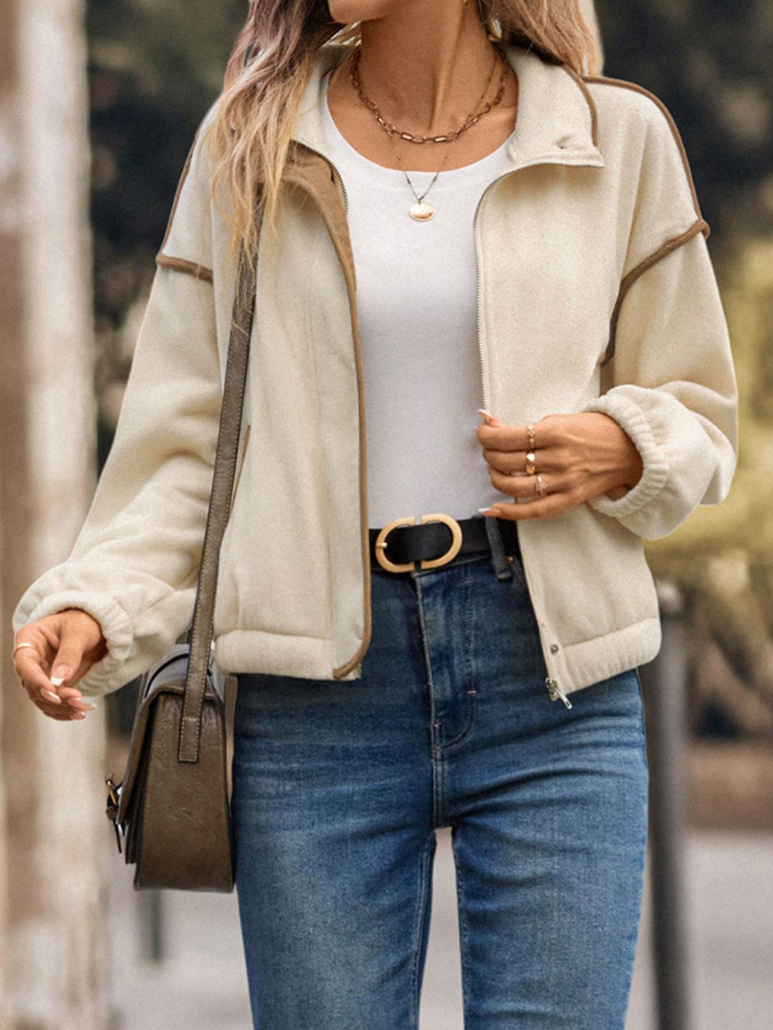 Paula | Perfee jacket in polar fleece with zip fastening and dropped shoulders