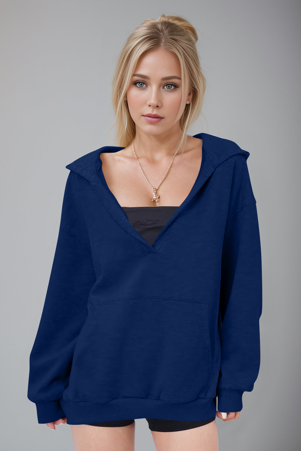 Bernadette | Basic Bae Air Scuba long sleeve hoodie with kangaroo pocket